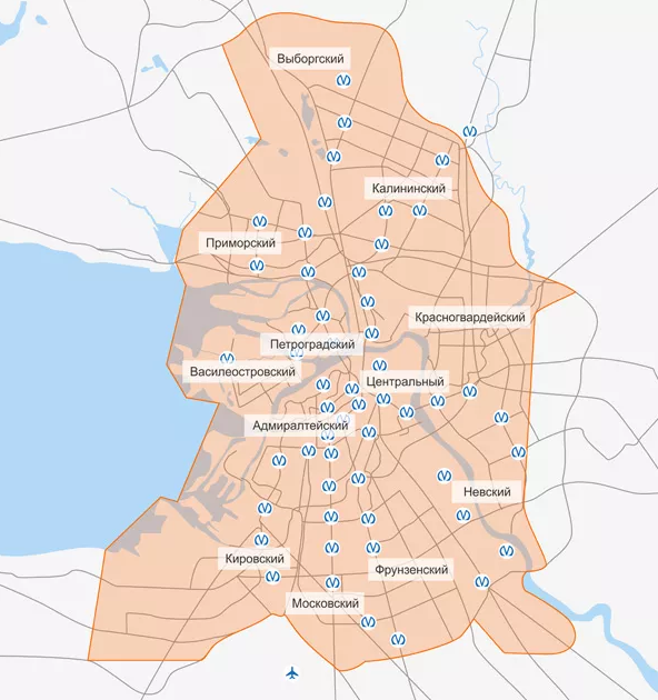 Карта экспресс-доставки в СПб